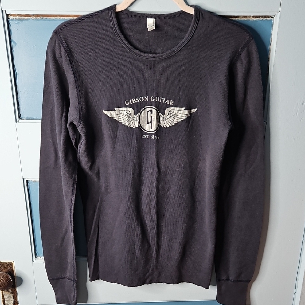 American Apparel Gibson Guitar Men's Navy Longsleeve Top Medium